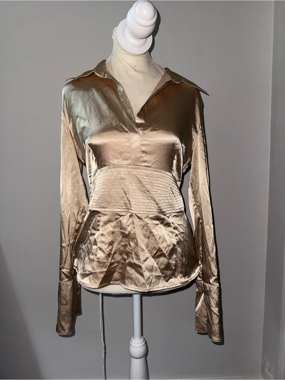 Byer California Champagne Button-Down Blouse